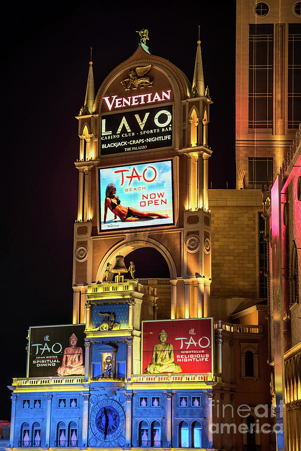 Las Vegas Photograph - The Venetian Sign at Night by Aloha Art