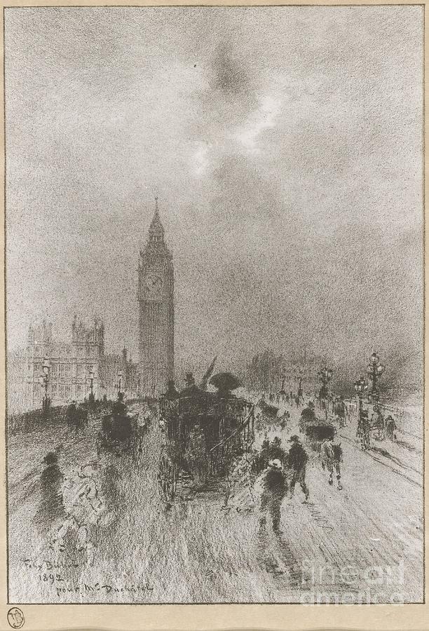 The Victoria Clock Tower London Drawing by F?lix-hilaire Buhot - Pixels