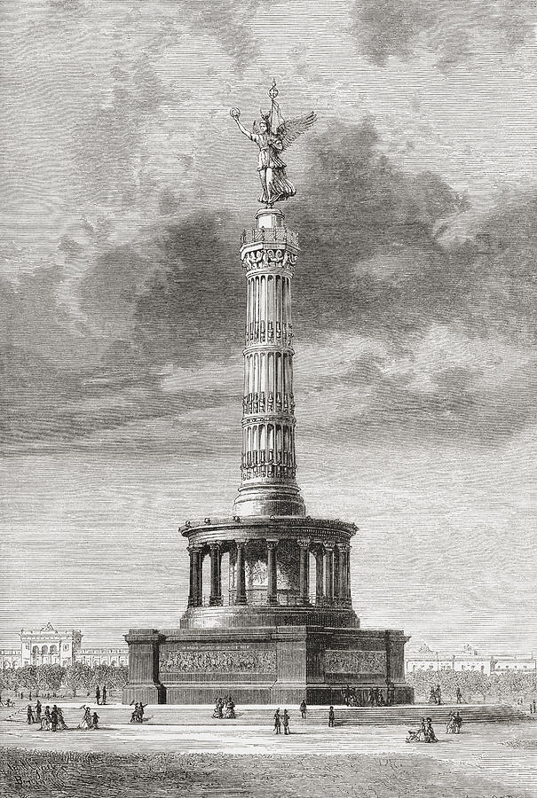 Berlin Drawing - The Victory Column In The Tiergarten by Vintage Design Pics
