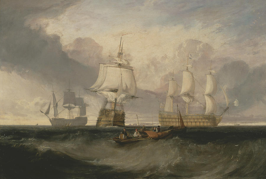 The Victory Returning from Trafalgar in Three Positions Painting by Joseph Mallord William Turner