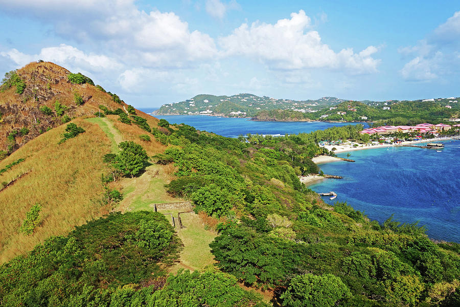 The view from Fort Rodney on Pigeon Island Gros Islet blue water Photograph by Toby McGuire