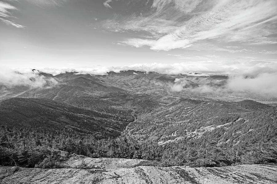 The view from the Giant Mountain Summit Keene Valley NY Adirondacks Black and White Photograph by Toby McGuire