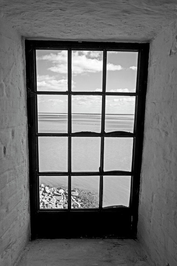 The view from the lighthouse window Bill Baggs Lighthouse Key Biscayne Florida Black and White Photograph by Toby McGuire