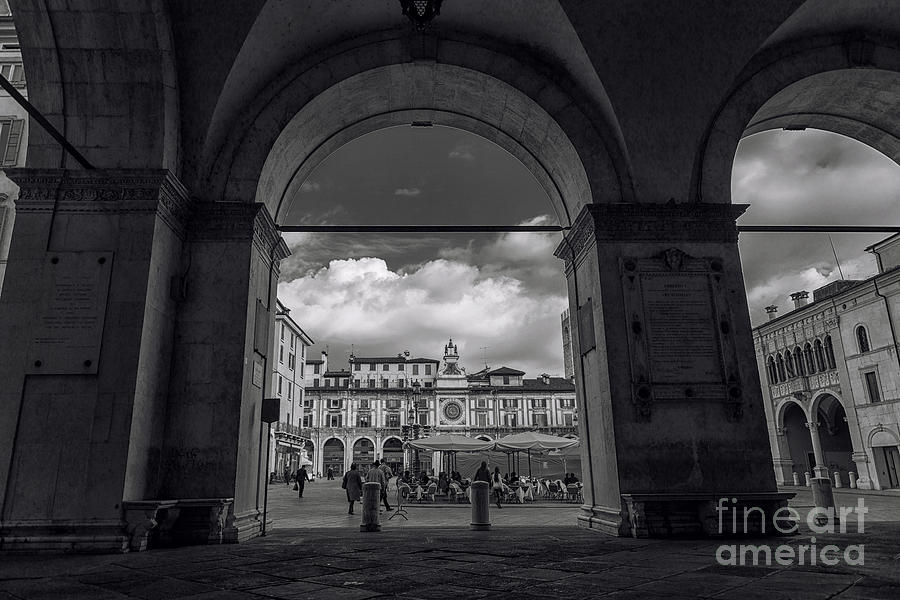 Black And White Photograph - The view of the market through the arches by Giordano Aita