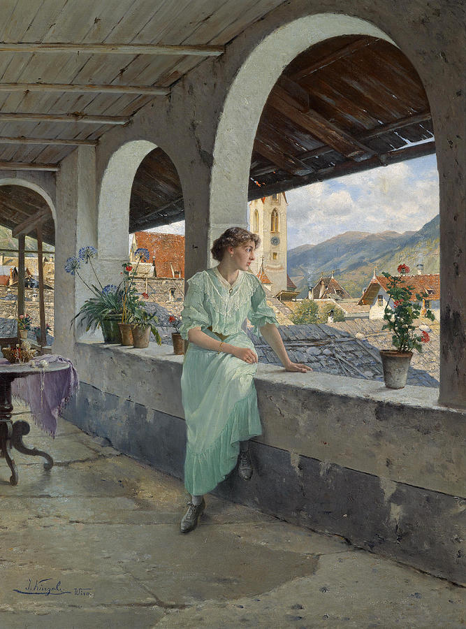 The View over the Roofs Painting by Josef Kinzel