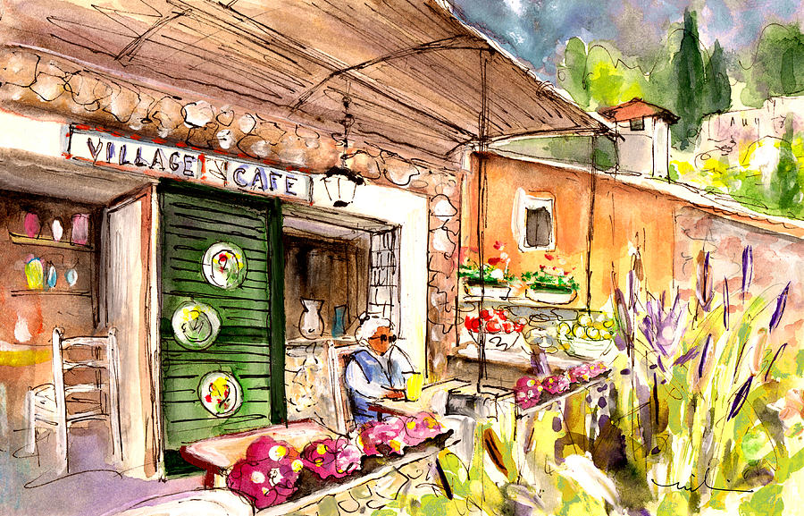 The Village Cafe In Deia Painting by Miki De Goodaboom