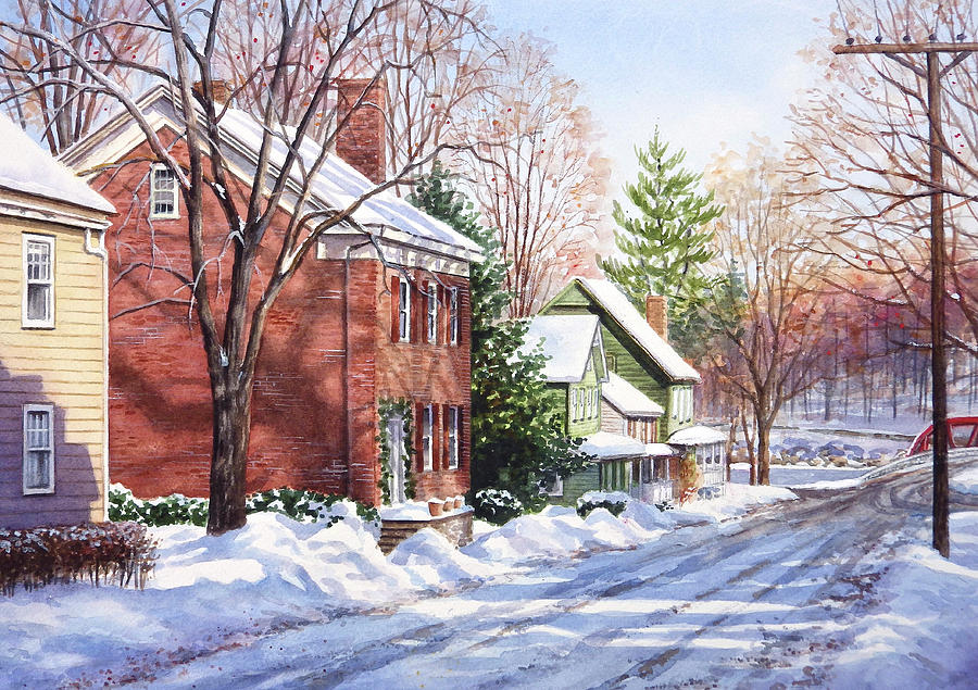 The Village in Winter Painting by Lana Privitera - Fine Art America