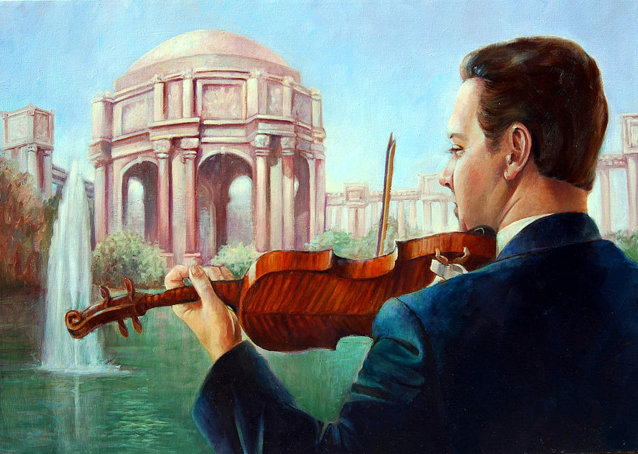 The Violinist and the Palace of Fine Art Painting by Geraldine Arata