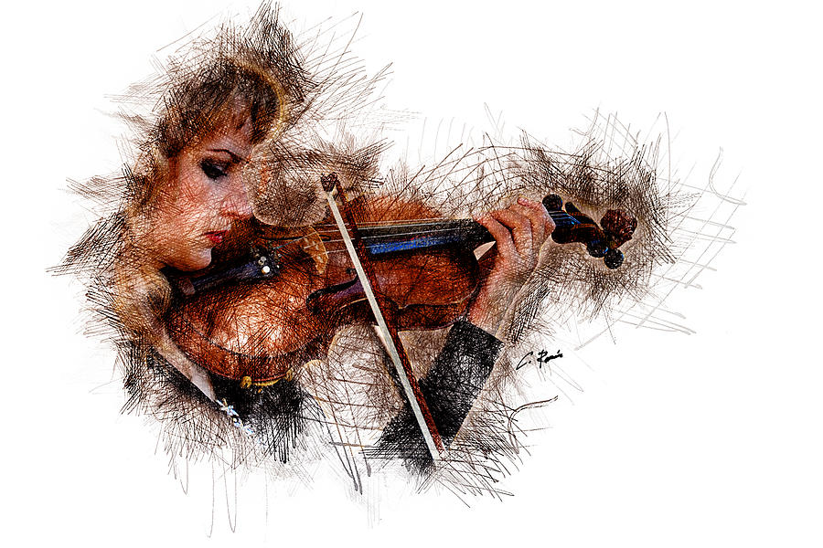 The Violinist Digital Art by Charlie Roman
