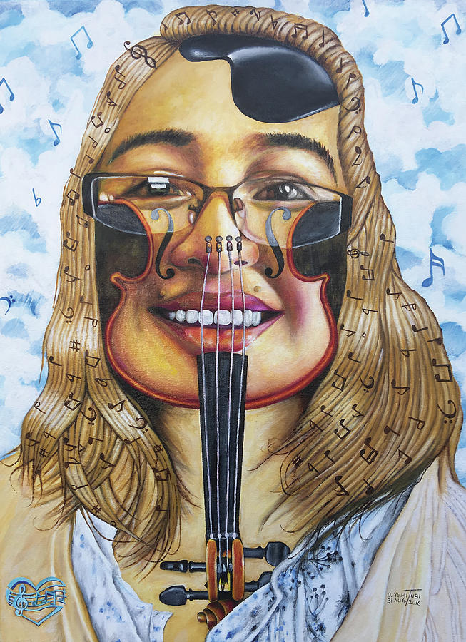 The Violinist Painting by O Yemi Tubi