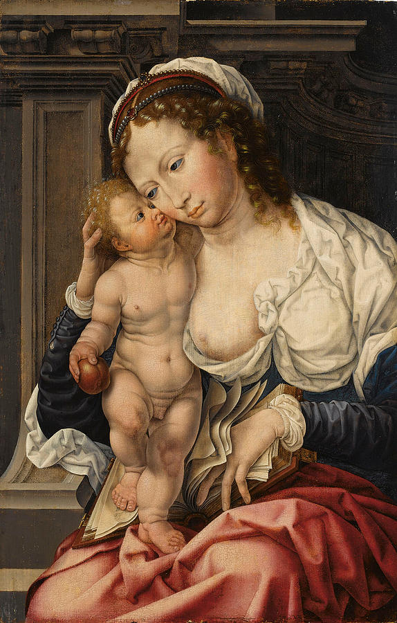 The Virgin and Child Painting by Studio of Jan Gossaert