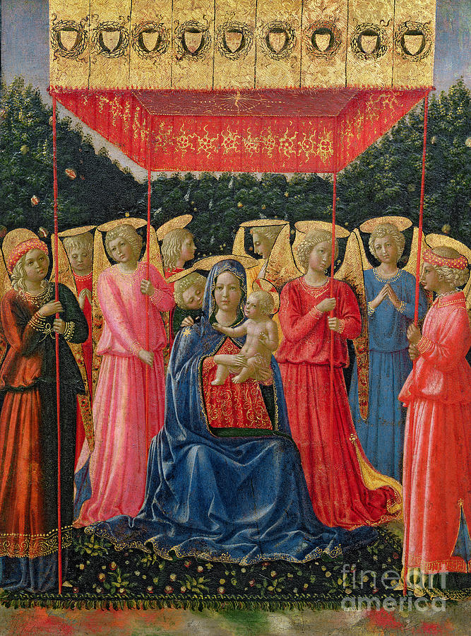Fra Angelico Painting - The Virgin and Child with Angels by Fra Angelico