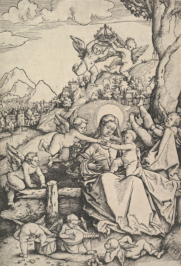 The Virgin and Child with Eight Angels in a Landscape Relief by Hans Baldung Grien