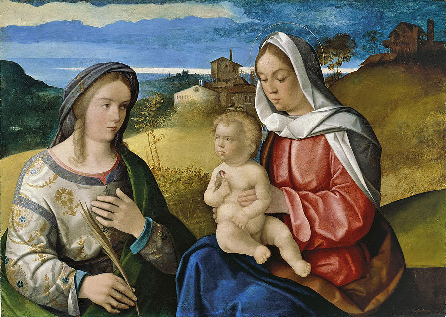 The Virgin and Child with Saint Agnes in a Landscape Painting by Pietro degli Ingannati