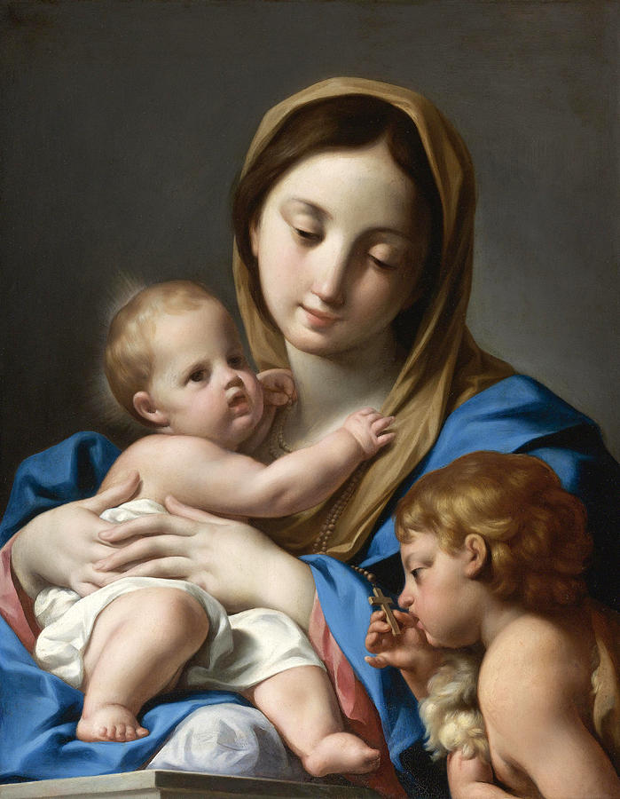 The Virgin and Child with Saint John the Baptist Painting by Attributed to Andrea Casali