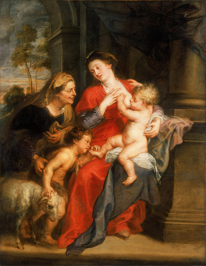 Peter Paul Rubens Painting - The Virgin and Child with Sts  Elizabeth and John the Baptist by Peter Paul Rubens