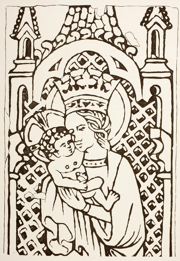 The Virgin Mary Holding The Infant Drawing by Vintage Design Pics - Pixels