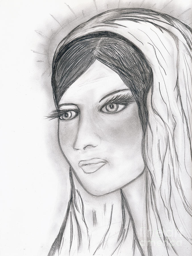 The Virgin Mary Drawing by Sonya Chalmers