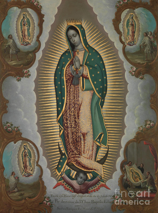 Queen Painting - The Virgin of Guadalupe with the Four Apparitions, 1772 by Nicolas Enriquez