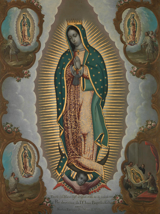 The Virgin of Guadalupe with the Four Apparitions Painting by Nicolas Enriquez