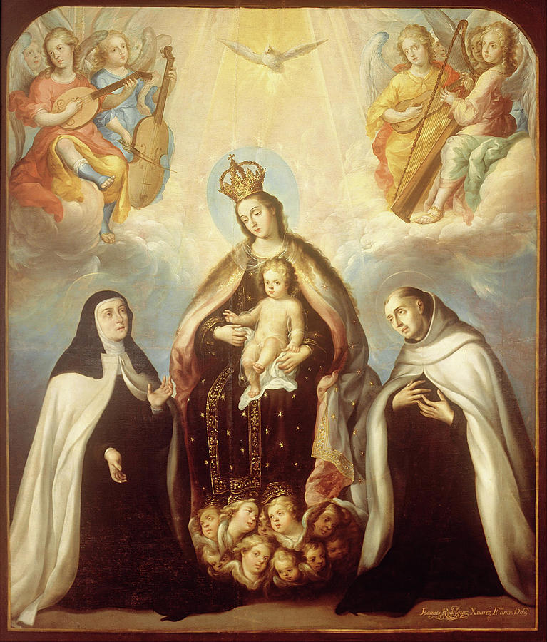  The Virgin of the Carmen with Saint Theresa and Saint John of the Cross  Painting by Juan Rodriguez Juarez