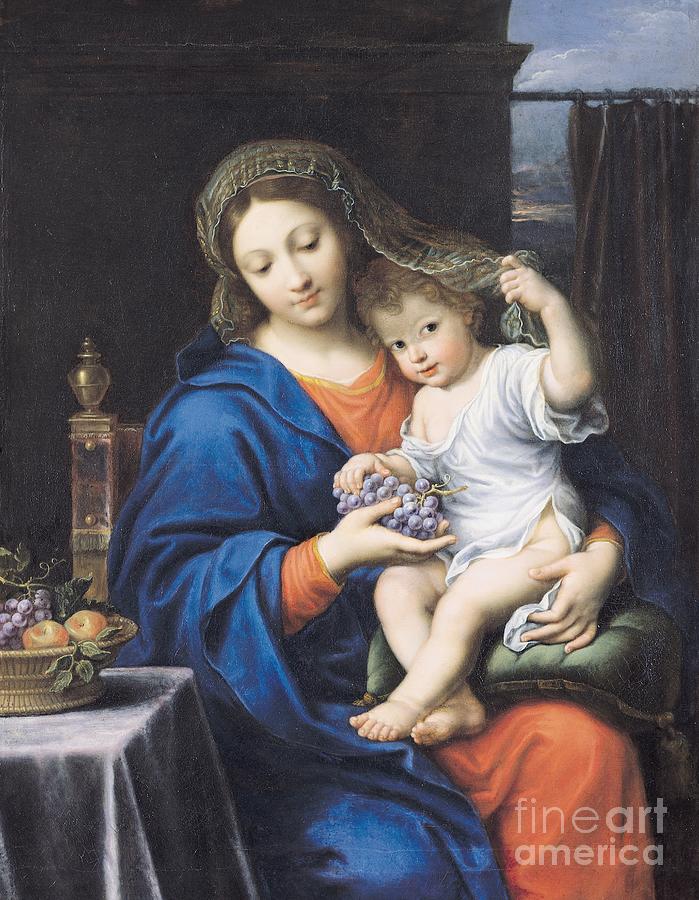 Pierre Mignard Painting - The Virgin of the Grapes by Pierre Mignard