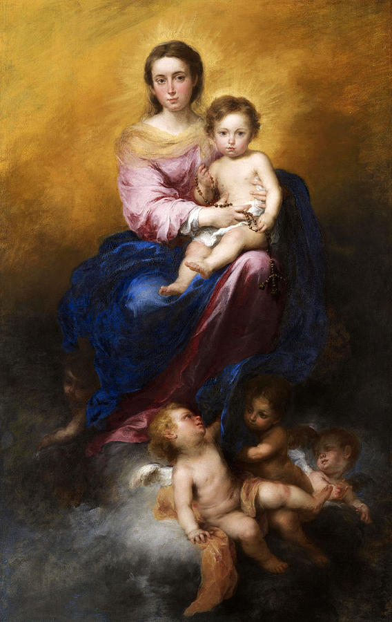 The Virgin of the Rosary Painting by Bartolome Esteban Murillo