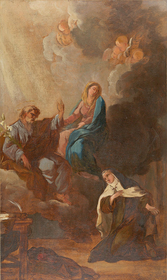 Beautiful Painting - The Virgin Placing Saint Teresa of Avila Under the Protection of Saint Joseph by Francois-Guillaume Meneageot