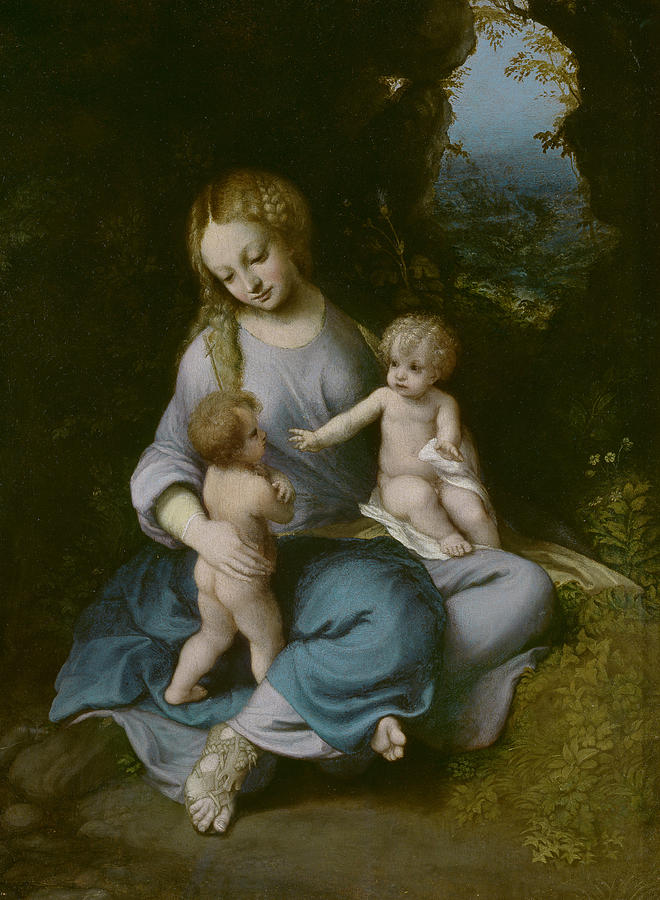 The Virgin, the Child and Saint John Painting by Correggio