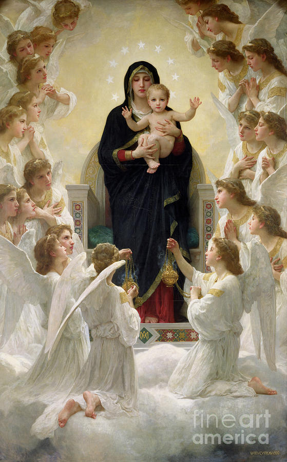 The Painting - The Virgin with Angels by William-Adolphe Bouguereau
