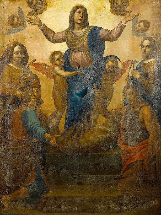 The Virgin with Saints Lucy John the Baptist and Catherine of Alexandria with a Donor Painting by Passignano