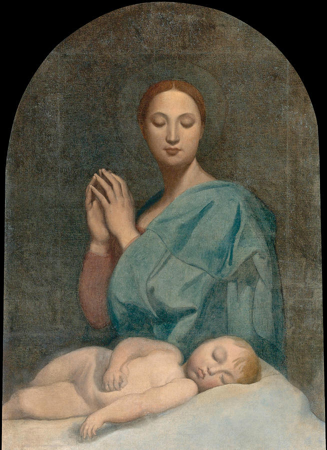 The Virgin with the Sleeping Infant Jesus Painting by Jean-Auguste-Dominique Ingres