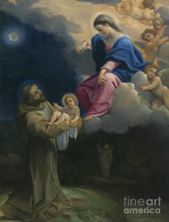 Madonna Painting - The Vision of Saint Francis by Lodovico Carracci
