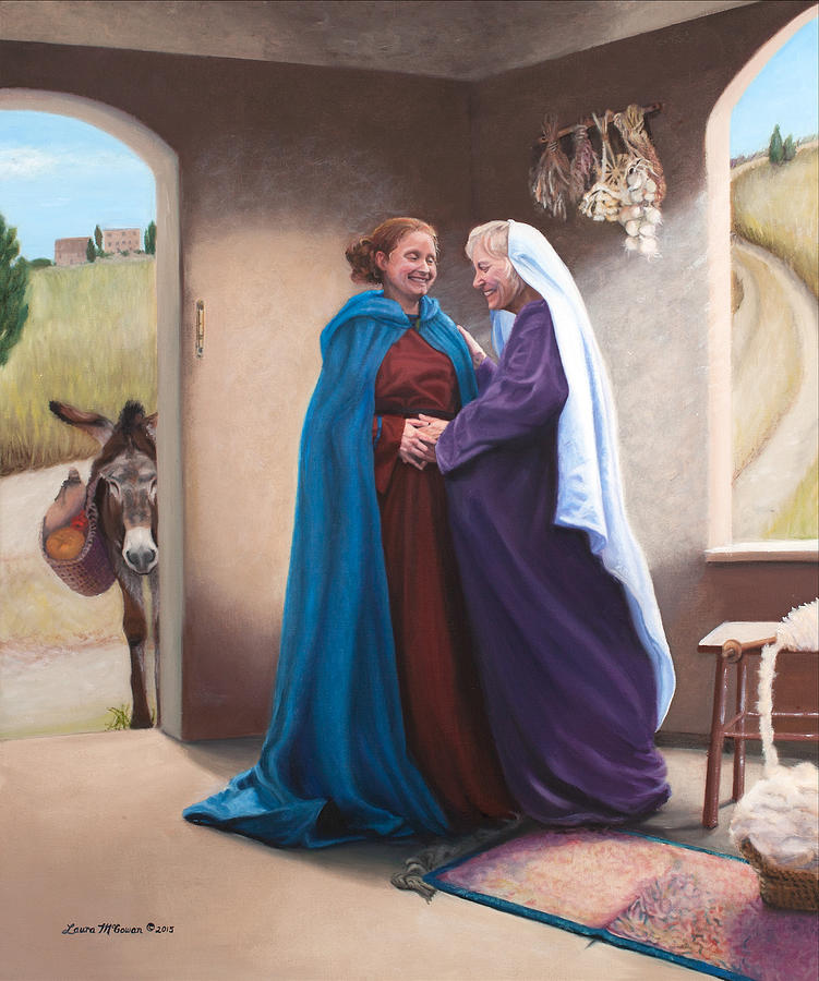 John The Baptist Painting - The Visitation by Sister Laura McGowan
