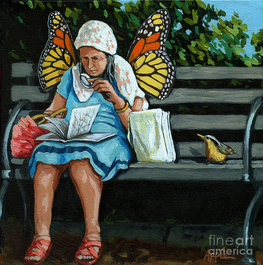 The Visiting Angel - fantasy painting Painting by Linda Apple