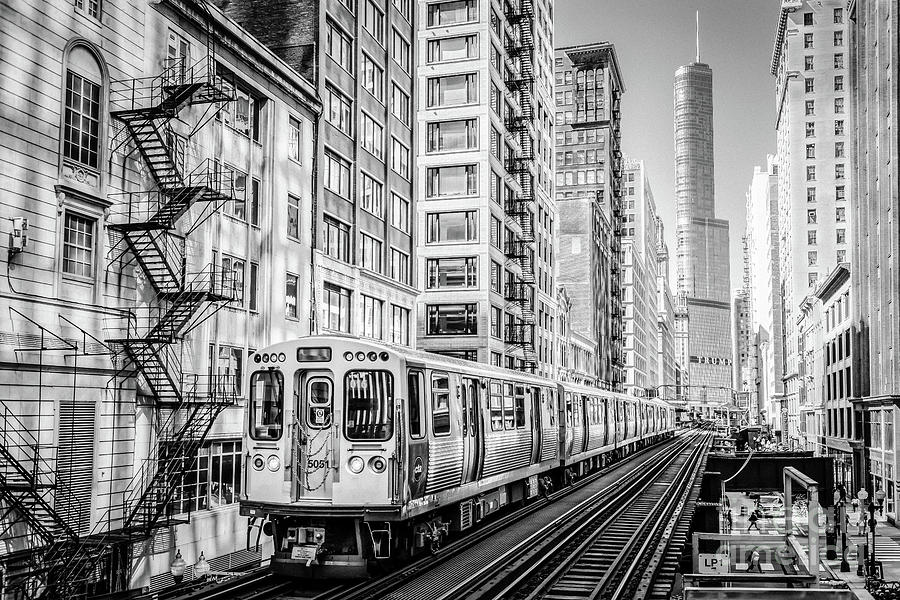 The Wabash L Train in Black and White Photograph by David Levin