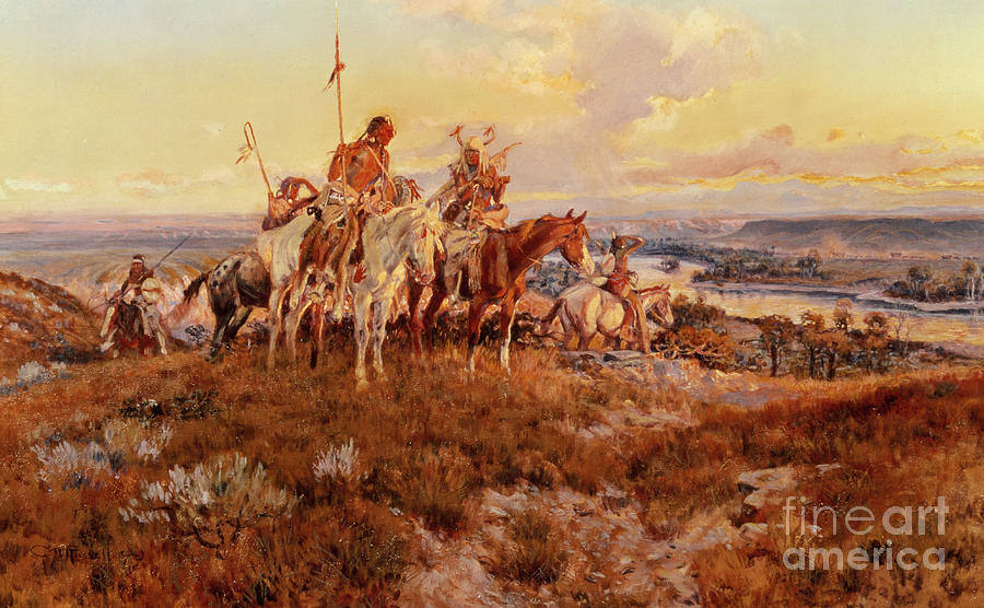 The Wagons Painting by Charles Marion Russell - Pixels