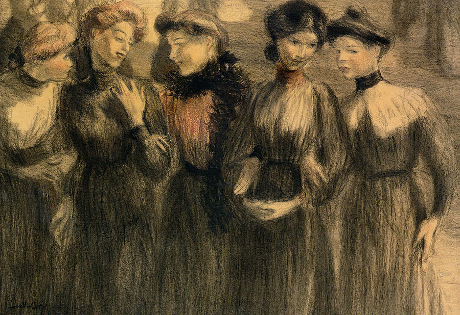 Portrait Painting - The Walk by Theophile Steinlen