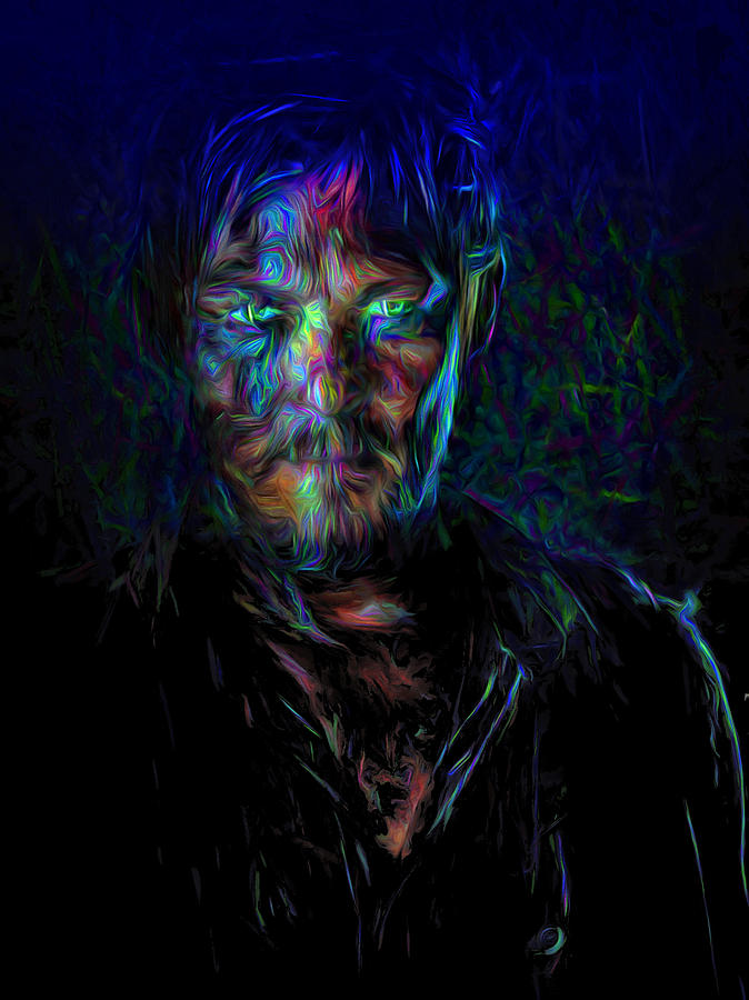 The Walking Dead Daryl Dixon Painted Photograph by David Haskett II