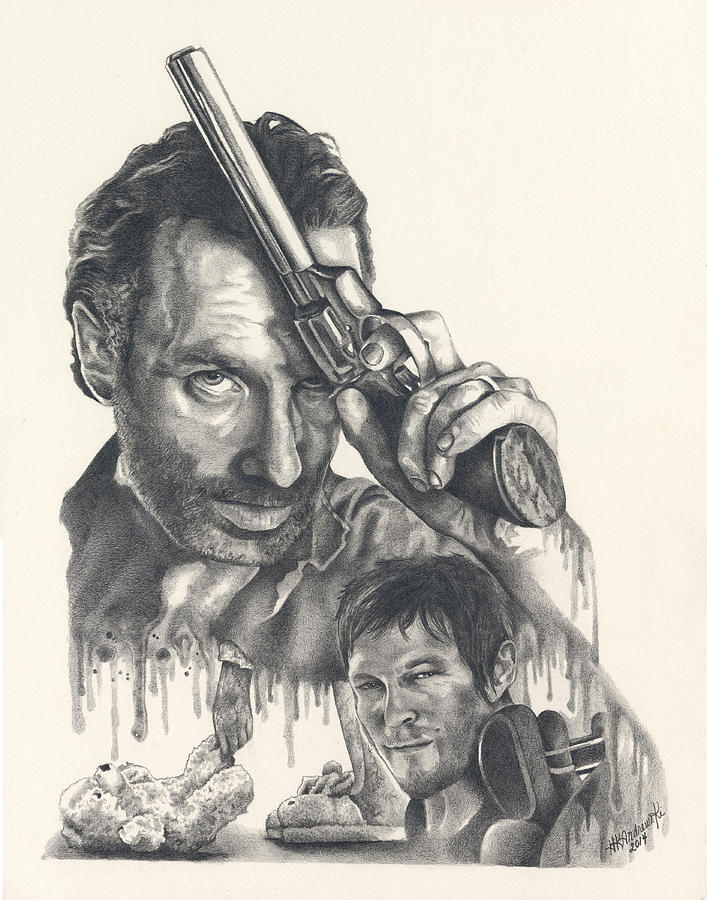 The Walking Dead Drawing by Heather Andrewski Fine Art America