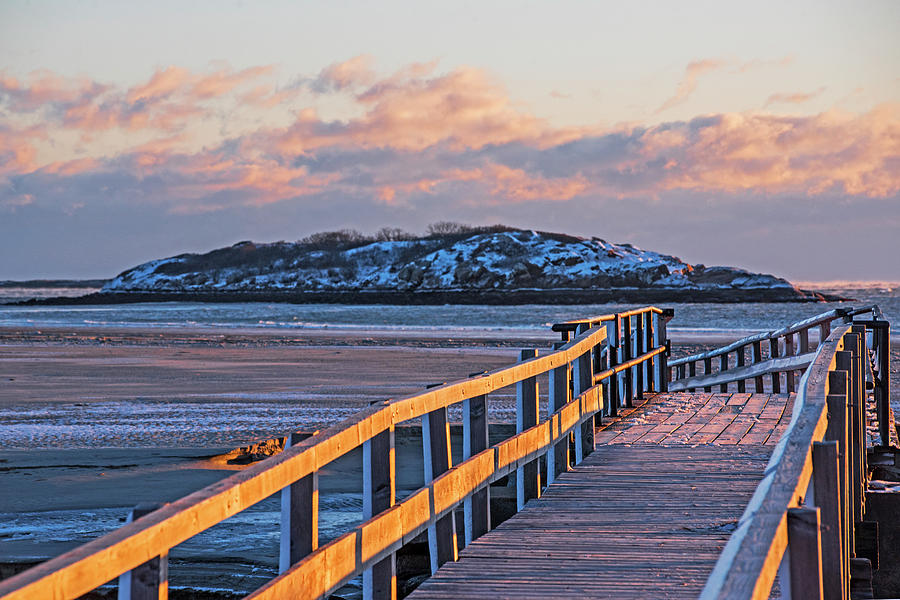 The walkway to Salt Island Good Harbor Beach Gloucester MA in Winter Photograph by Toby McGuire