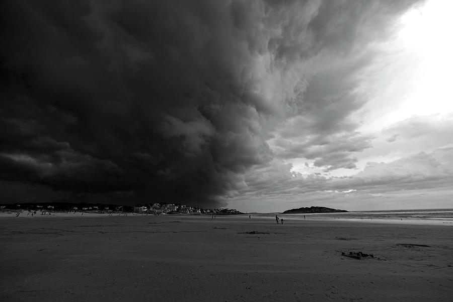 The Wall of the Storm Good Harbor Beach Gloucester MA Black and White Photograph by Toby McGuire