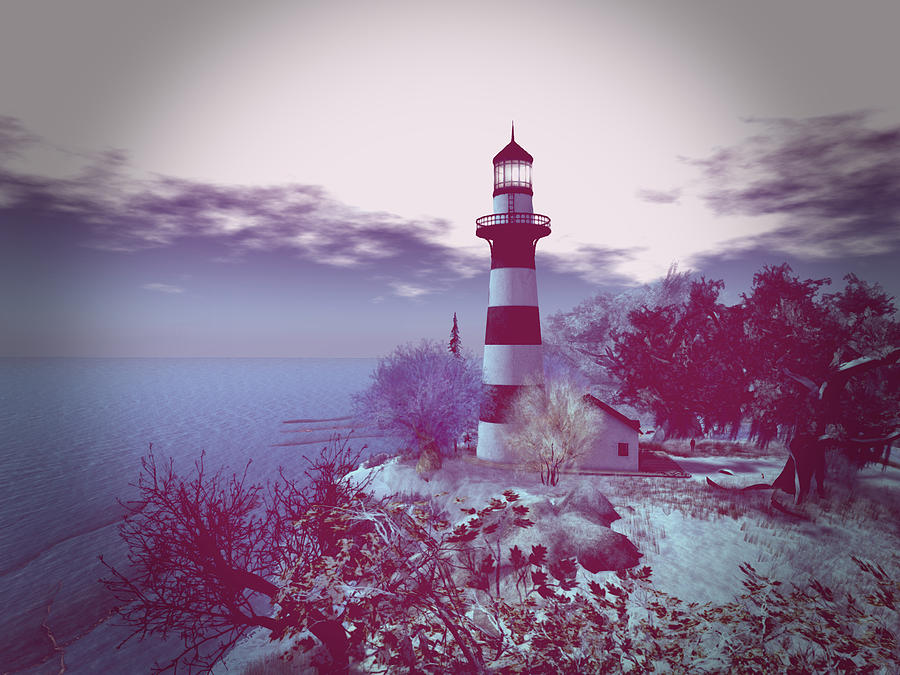 The Warmth of A Yaquina Lighthouse Digital Art by Michael Doyle