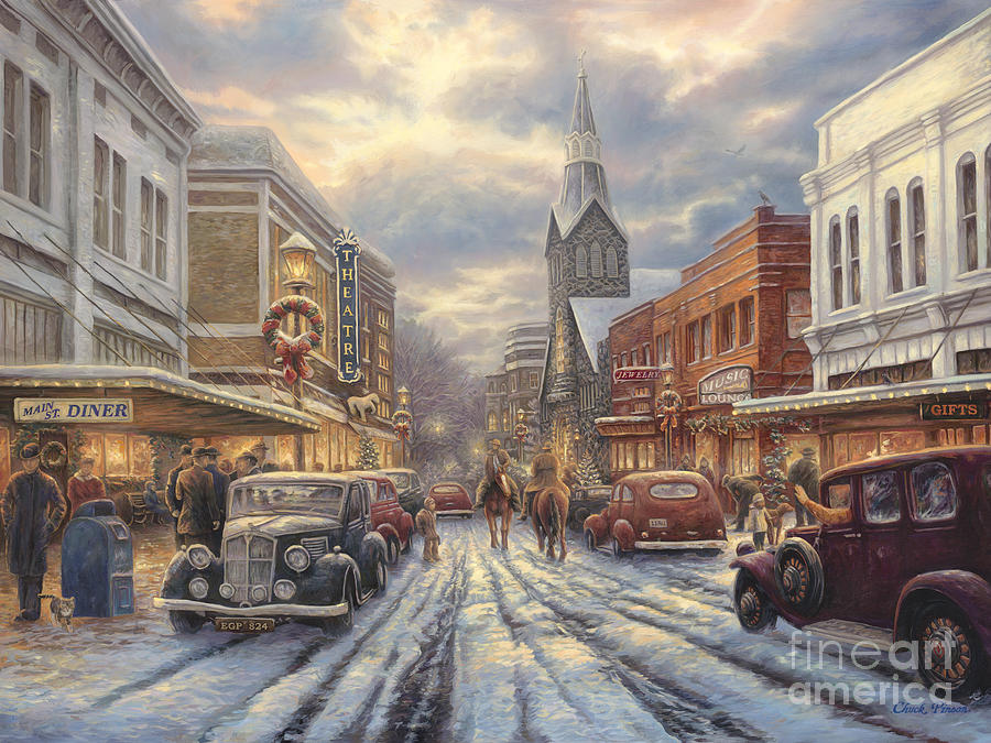 Its A Wonderful Life Painting - The Warmth of Small Town Living by Chuck Pinson