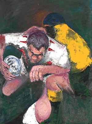 Martin Johnson Painting - The Warrior Martin Johnson Rugby Prints by Rugby Prints large print