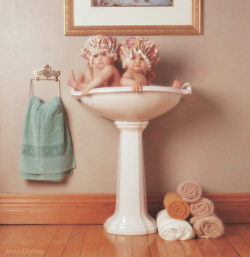 Anne Geddes Photograph - The Washbasin by Anne Geddes