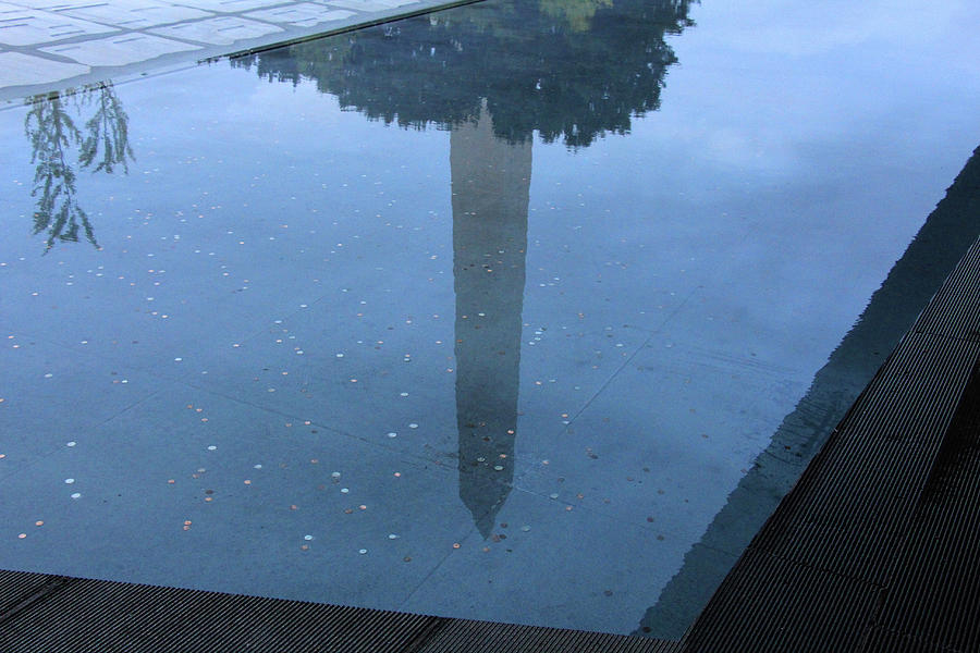 The Washington Monuments Reflection In A Pool Of Calming Water At The National African American Mus Photograph by Cora Wandel