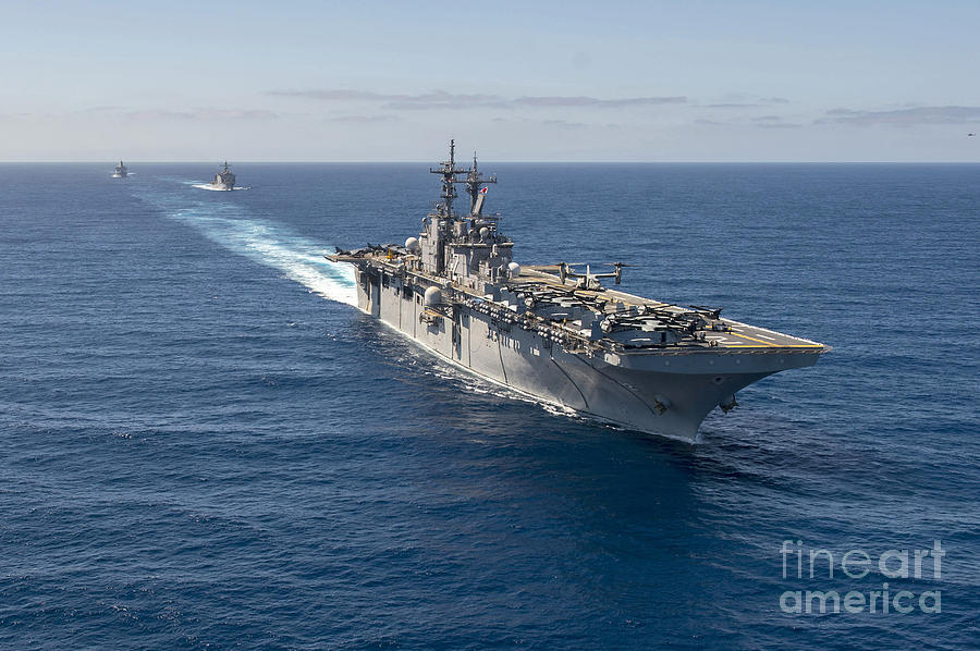 Uss Essex Painting - The Wasp-class amphibious assault ship  by Celestial Images