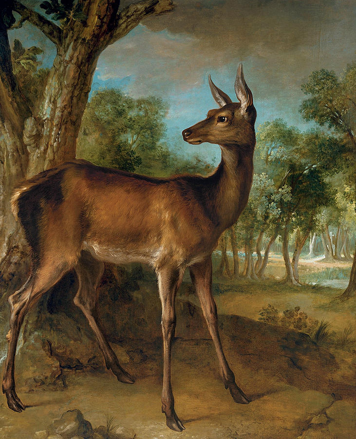 The Watchful Doe Painting by Jean-Baptiste Oudry