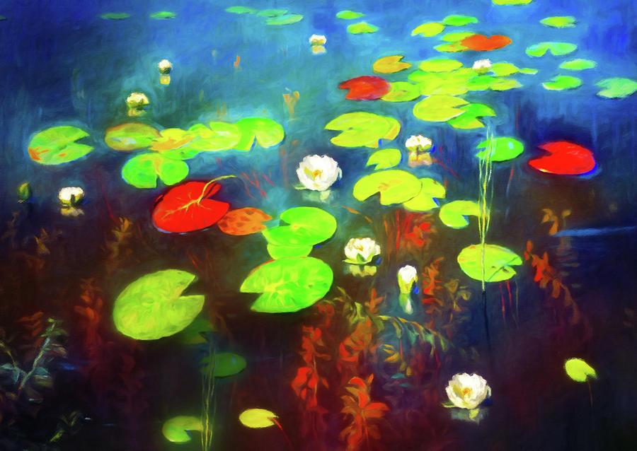 Underwater Plants Mixed Media - The Water Lily Pond by Georgiana Romanovna
